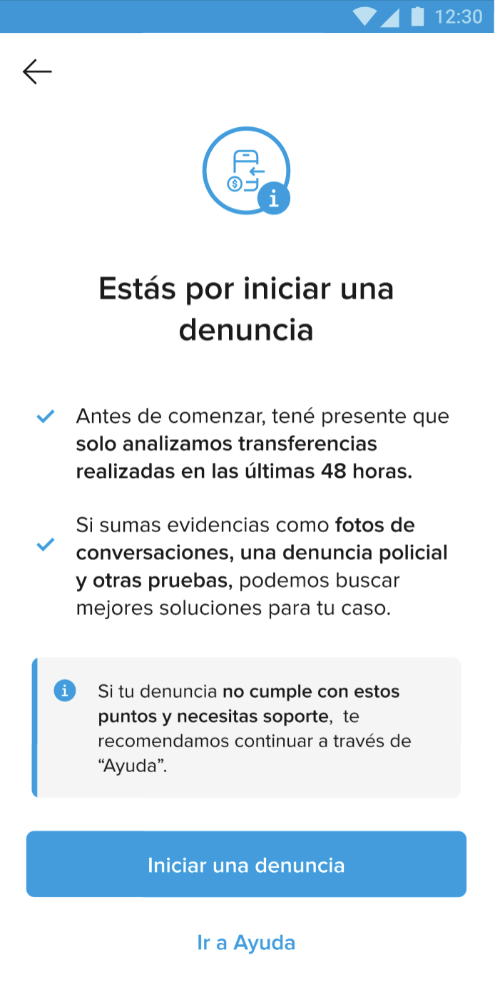Primeira etapa do formulario que explica os requisitos para começar a denúncia
